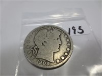 1909 Barber silver half dollar
