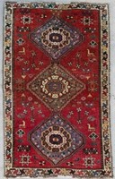 Hand Woven Qashqai Rug or Carpet, 2' 10" x 4' 10"