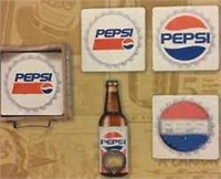 Vintage Design Pepsi Coaster Set w/ Bottle Opener