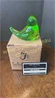 Vaseline glass Fenton bird with box