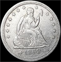 1853 Arws & Rays Seated Liberty Quarter CLOSELY