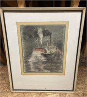 Framed Steamboat on River