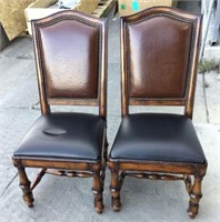 Set of 2 Leather Dining Chairs