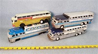 4- Vintage Tin Friction Buses