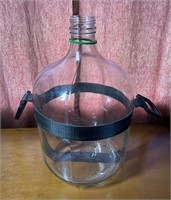 Large Vintage Glass Bottle w/Carrying Strap