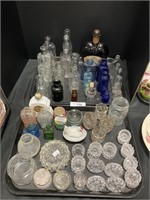 Old Glass Bottles, Salt Wells, Jars.