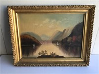 Framed Hudson Valley River Painting On Canvas
