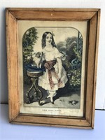 Framed N Currier Hand Colored Print 1848