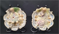 Chase Ceramic Hand-Painted Wall Plaques vtg