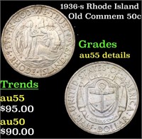 1936-s Rhode Island Old Commem Half Dollar 50c Gra