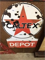 ENAMEL CALTEX DEPOT SIGN- 610 X 910