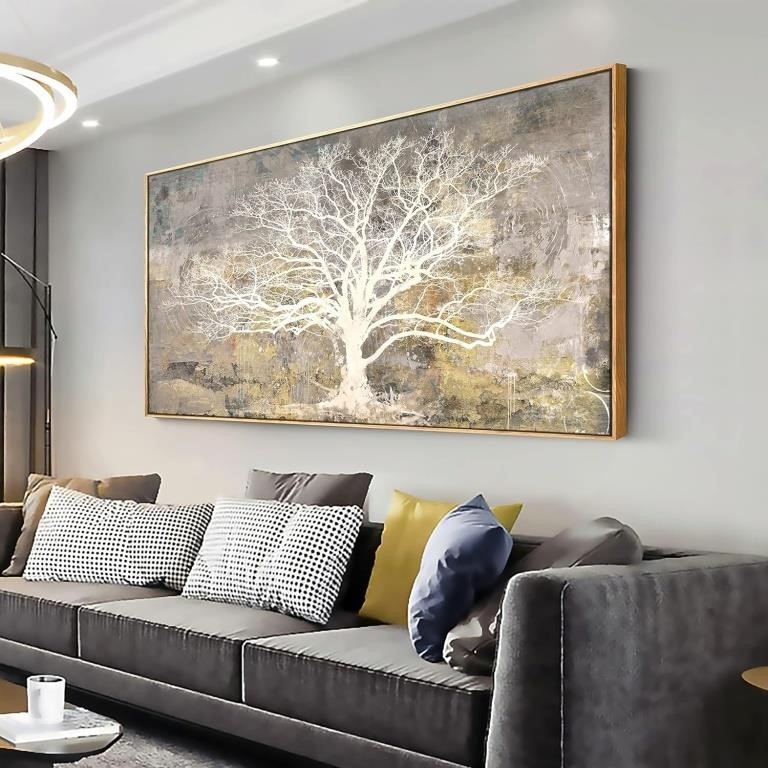 FRAMED MODERN ABSTRACT TREE CANVAS ART 50x100CM