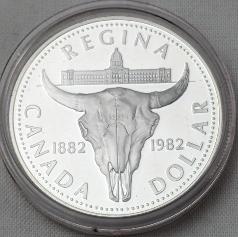 .500 SILVER 1882-1982 REGINA PROOF DOLLAR