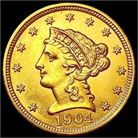 1904 $3 Gold Piece UNCIRCULATED