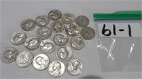 20) Washington Silver Quarters Various Years 32-64