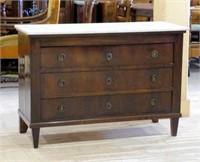 Louis XVI Style Marble Top Mahogany Commode.