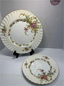 Two MINTON Gold-Rimmed Bone China Plates