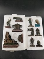 3 Sets of mini figurines, depicting famous charact
