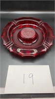 Fostoria Ruby Red Eagle Coin Glass 8" Ashtray