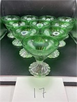 10 Vtg Anchor Hocking Green Burple Sherbet Glasses