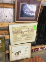 Horse and sheep prints framed