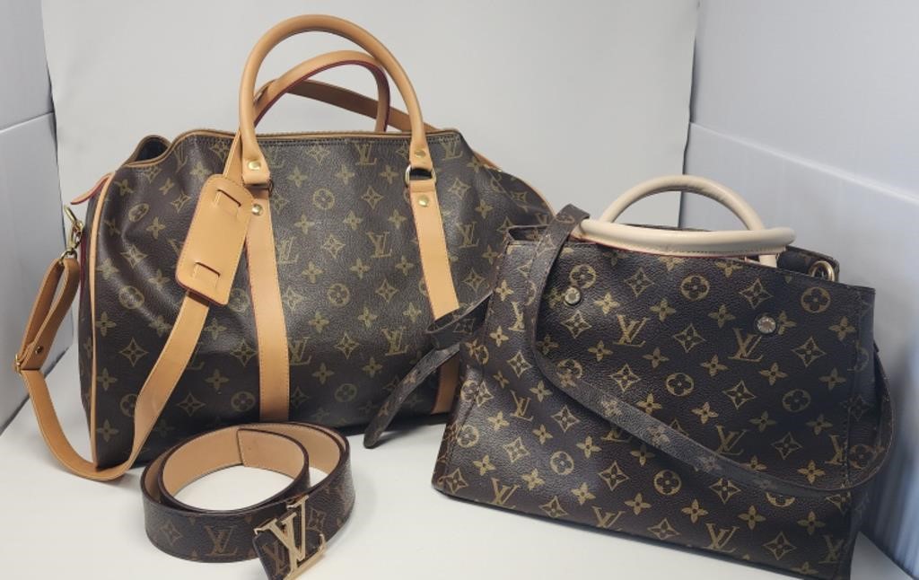 LV Monogram Style Travel Bag  45" Belt & Purse