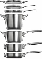 Space Saving Cookware Set Stainless Steel 15 Piece