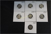 7 SILVER MERCURY DIMES