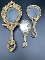 Lot of Vintage Brass Vanity Mirrors