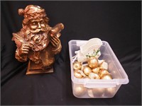Composite bust of Santa checking his list, 17"