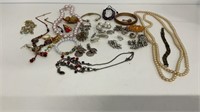 Misc costume jewelry, earrings, necklaces,