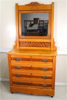Victorian Walnut Cottage Dresser + Mirror