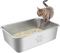 PWTAA Steel Cat Litter Box 15.7x11.8x3.9
