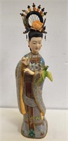 Gilt Chinese cloisonné porcelain Empress sculpture