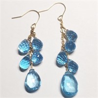 $1600 14K  Blue Topaz Earrings