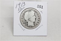 1913D Barber Half Dollar