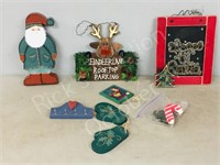 assorted wooden Christmas ornaments