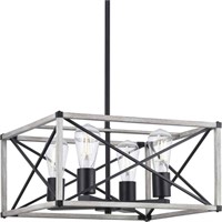 Madison Landing 4-Light Caged Matte Black Rectangu