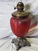 Vintage Oil Lamp Ruby Red Victorian Era