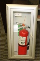 Fire extinguisher AND metal inwall storage cabinet
