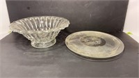 Cake plate and stemmed bowl