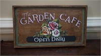 Wooden Flower Cafe Sign