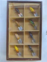 Fishing Lure Collection in Display Box  12.5" x