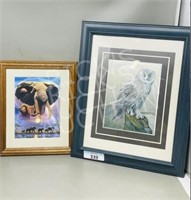 pair of framed wildlife prints