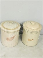 pair 1 gallon Red Wing crocks w/ lids