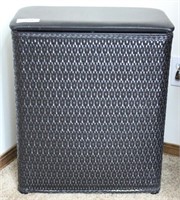 Black Upright Wicker Hamper with Padded Lid