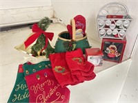 Christmas decor stockings wash towels wicker