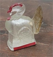Vintage Glass Turkey Candy Container With