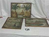 3 Vintage Paint by Number Pictures from the