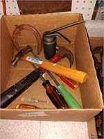 Tools, oiler, horseshoe, screwdrivers and more.